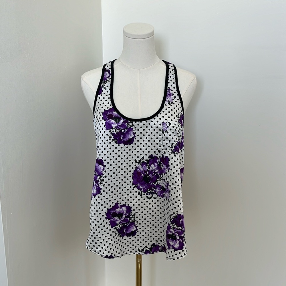 Silky Floral Polka Dot Tank Top